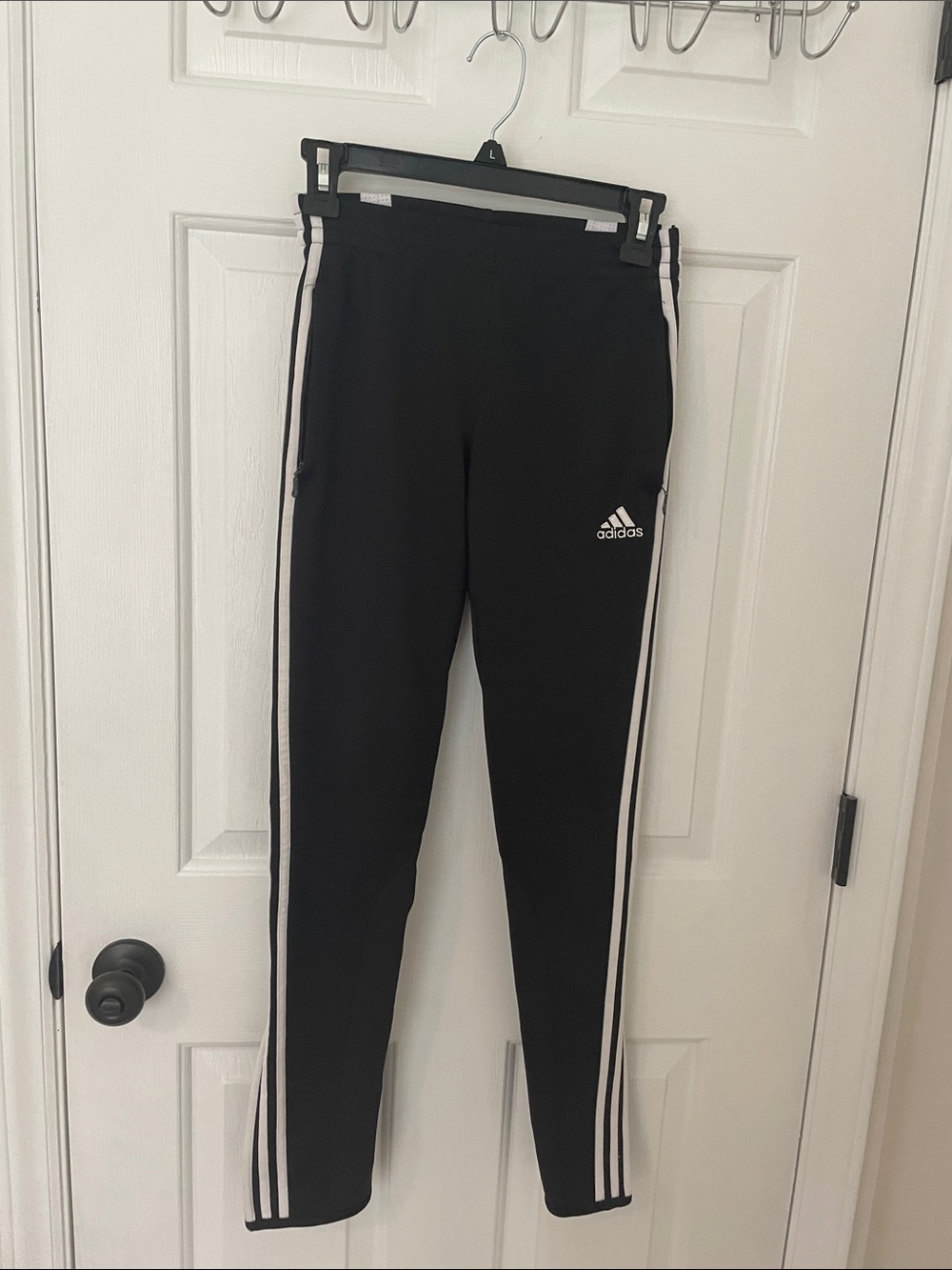 adidas Black Joggers with White Side Stripes